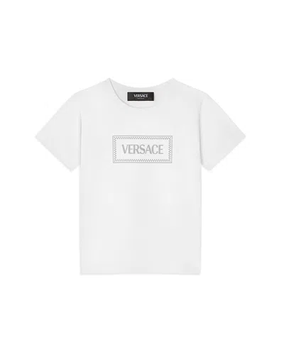 Versace Unisex Jersey '90 Damier Print Tee - Baby, Little Kid In White+grey