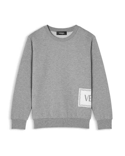 Versace Unisex Melange Fleece '90 Damier Print Sweatshirt - Little Kid, Big Kid In Grey Melange