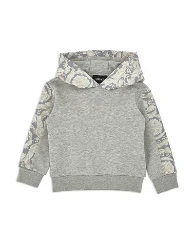 Versace Unisex Melange Fleece Barocco Hoodie - Baby, Little Kid In Gray
