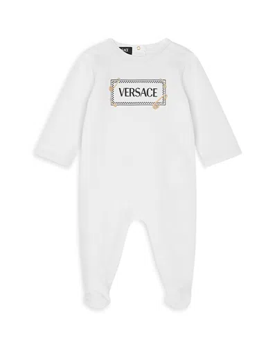 Versace Grenouillère Safety Pin Logo Baby In White