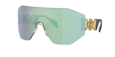 Versace Mirrored-lenses Shield-frame Sunglasses In Pink