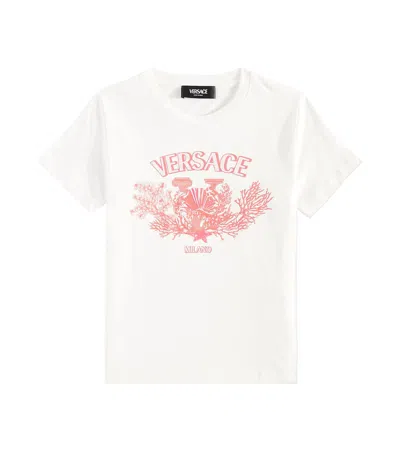 Versace Kids' University Coral Cotton Jersey T-shirt In White