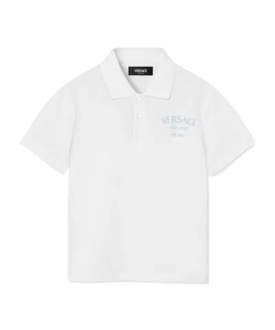 Versace Kids' Printed Polo Shirt In White