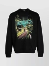 Versace Printed Cotton Crew-neck Sweatshirt In Black