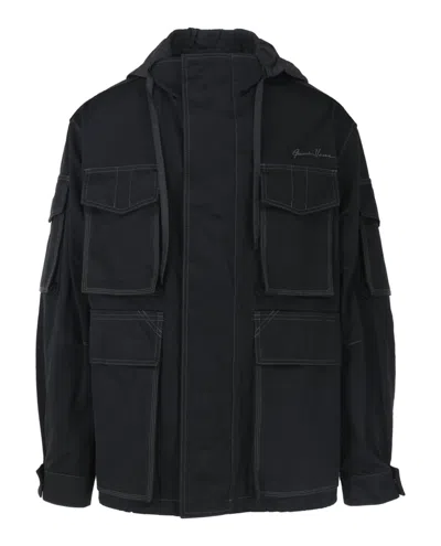 Versace Utility Hooded Jacket In Black