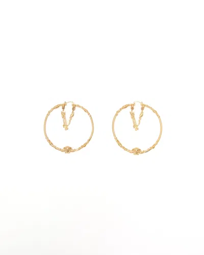 Versace V And Medusa Hoop Earrings In Gold