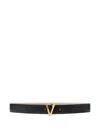 Versace V-buckle Leather Belt In Black