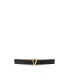 Versace V-buckle Leather Belt In Black