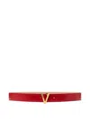 Versace V-buckle Leather Belt In Red