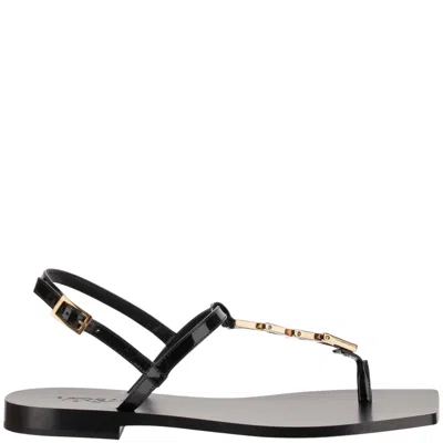 VERSACE VERSACE V-CHAIN LEATHER SANDALS