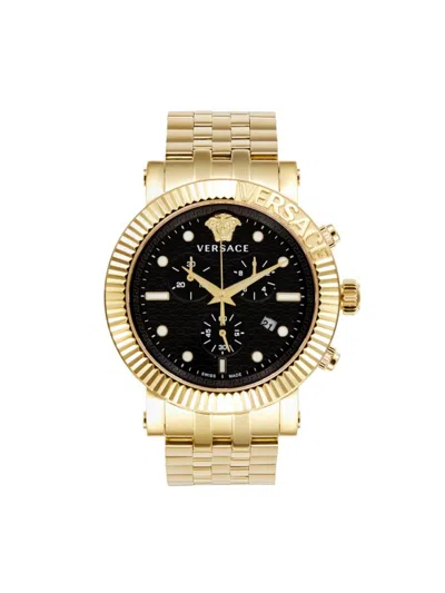 Versace V-chrono Classic Ip Yellow Gold Bracelet Watch/45mm