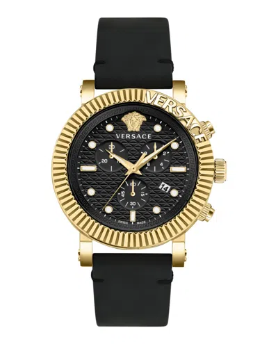 Versace V-chrono Classic Leather Watch Man Wrist Watch Gold Size - Calfskin