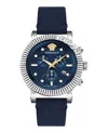 Versace V-classic Leather Watch In Silver