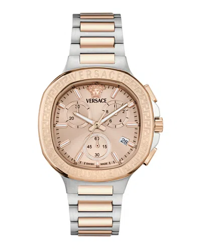 Versace V-chrono Square Bracelet Watch In Gold