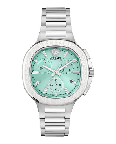 Versace V-chrono Square Bracelet Watch In Metallic