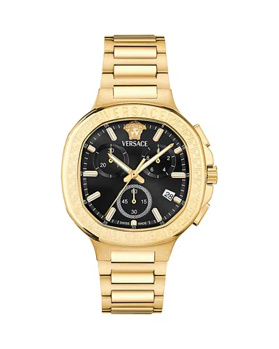 Versace V-chrono Square Chronograph, 40mm In Black/gold