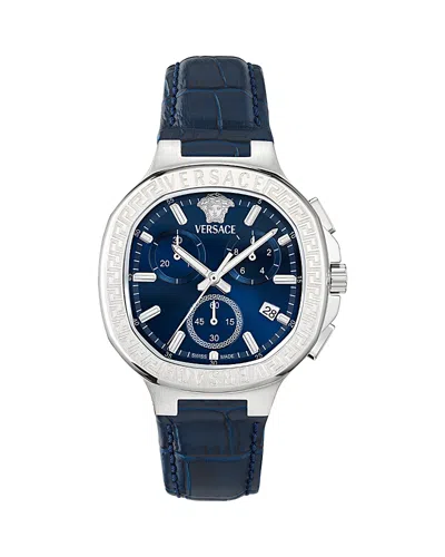 Versace V-chrono Square Chronograph, 40mm In Blue/blue