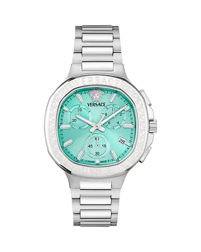Versace V-chrono Square Chronograph, 40mm In Blue/silver