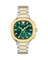 Versace V-chrono Square Chronograph, 40mm In Green/two Tone