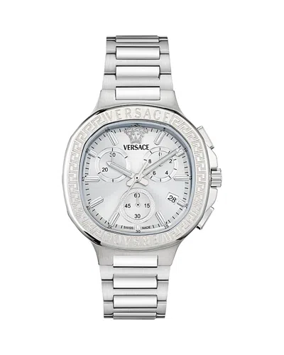 Versace V-chrono Square Chronograph, 40mm In Silver/silver