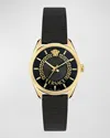 VERSACE V-CIRCLE 36MM IP YELLOW GOLD WATCH WITH GROSGRAIN STRAP, BLACK