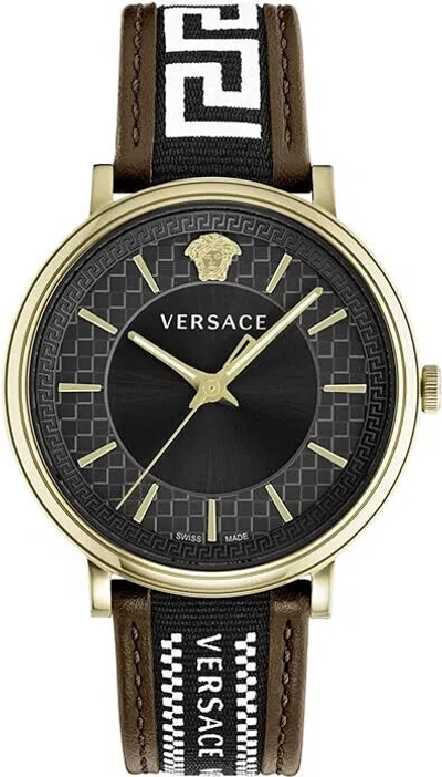 Pre-owned Versace V-circle Collection Luxury Mens Watch Timepiece Watch Swiss 42mm Gold