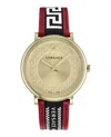 Versace V-circle Leather Watch In Multi