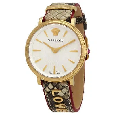 Pre-owned Versace V-circle Tribute Quartz White Dial Ladies Watch Vbp080017
