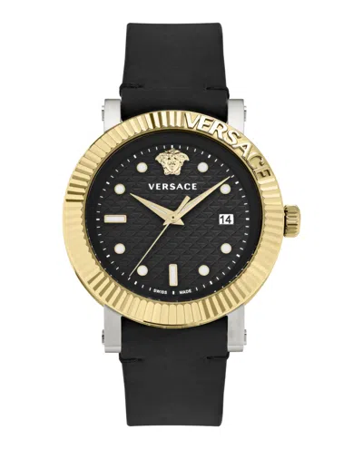 Versace 42mm Tte Blk Dial Blk Strap In Multi