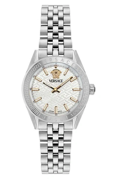 Versace V-code Bracelet Watch, 36mm In Metallic