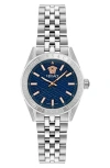 Versace V-code Greca Stainless Steel Bracelet Watch, 36mm In Stainless Steel