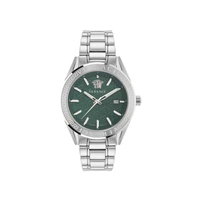 Pre-owned Versace V Code Bracelet Watch 'stainless Steel' | Silver | Men's Size Onesize