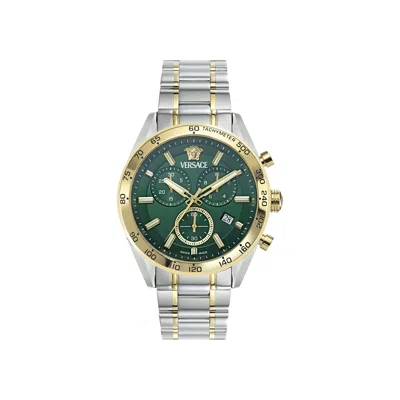 Pre-owned Versace V Code Chrono Bracelet Watch 'two-tone' | Gold | Men's Size Onesize