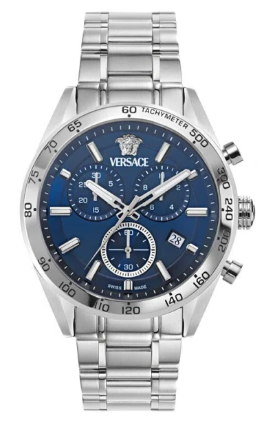 Versace V-code Chronograph, 41mm In Stainless Steel