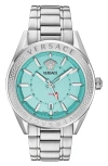 Versace V-code Gmt Watch, 42mm In Stainless Steel