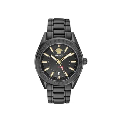 Pre-owned Versace V Code Gmt Bracelet Watch 'black' | Men's Size Onesize