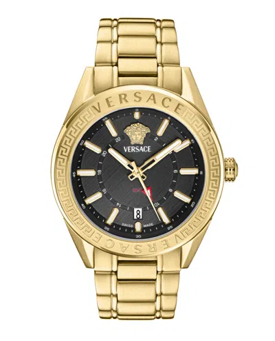 Versace V-code Gmt Bracelet Watch In Gold