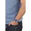 Versace V-code Gmt Leather Strap Watch, 42mm In Blue-silver