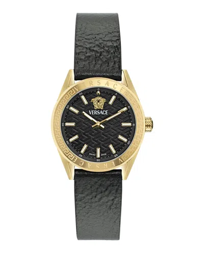 Versace V-code Leather Watch In Multi