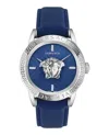 Versace V-code Strap Watch With Blue Guilloche Dial