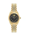 Versace 36mm V-code Watch With Bracelet Strap, Yellow Gold/black In Gold