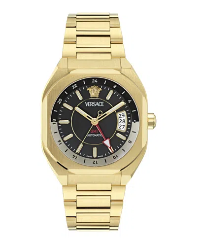 Versace V-contempo Gmt Automatic Watch In Gold
