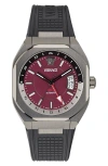 Versace Men's Swiss Automatic V-contempo Gmt Black Tpu Strap Watch 40x48mm In Ip Gunmetal