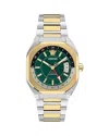 Versace V-contempo Gmt Watch, 40mm X 48mm In Green/two Tone