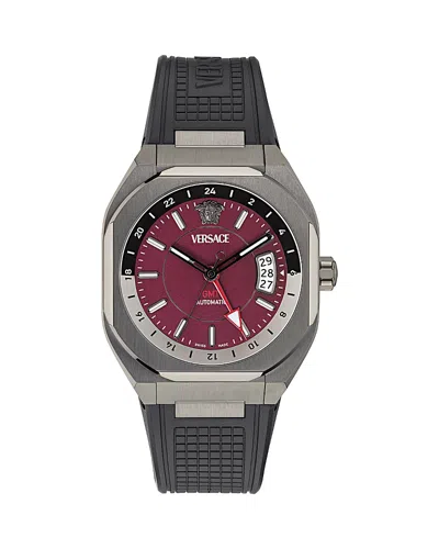 Versace V-contempo Gmt Watch, 40mm X 48mm In Red/black