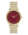 Versace V-dollar Bracelet Watch With Red Guilloche Dial In Gold