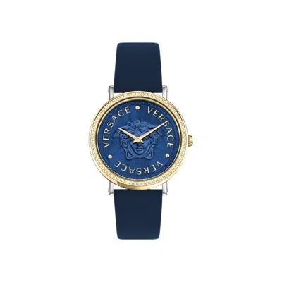 Pre-owned Versace V Dollar Leather Watch 'two-tone' | Gold | Women's Size Onesize