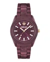 Versace V-dome Aluminum Bracelet Watch In Purple