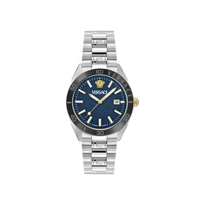 Pre-owned Versace V Dome Bracelet Watch 'stainless Steel' | Silver | Men's Size Onesize