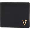Versace V-emblem Leather Bifold Wallet In Black